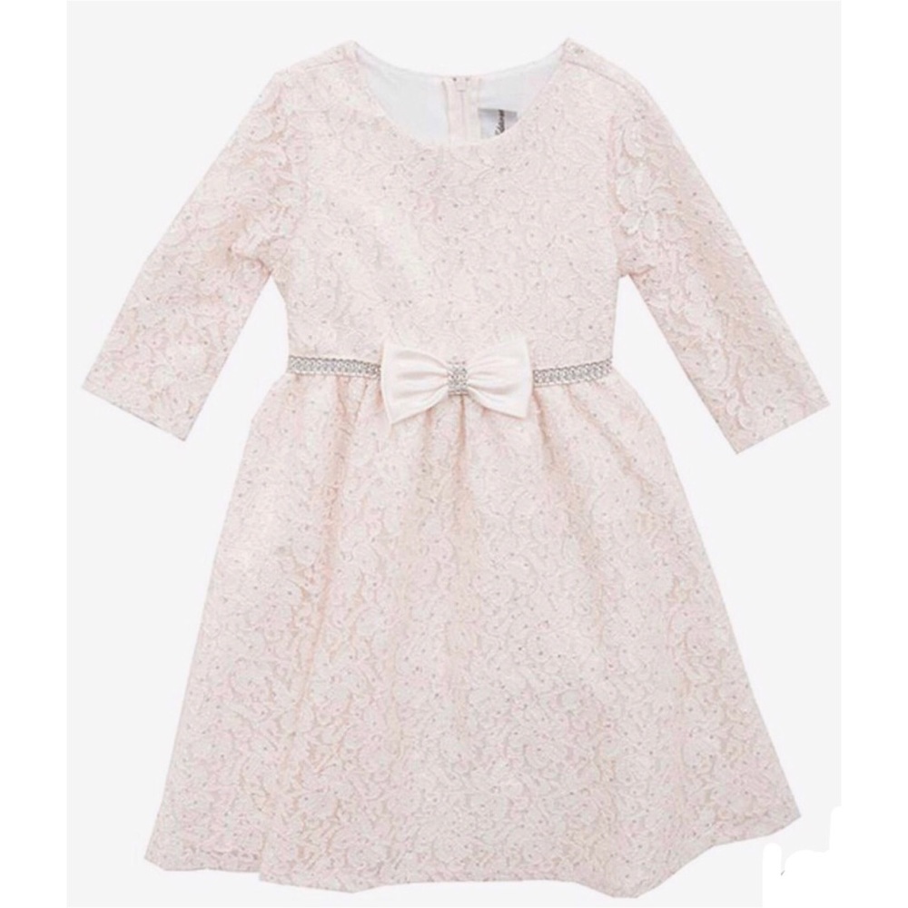 Rare Editions Baby-Girls Ivory Glitter Lace Dress